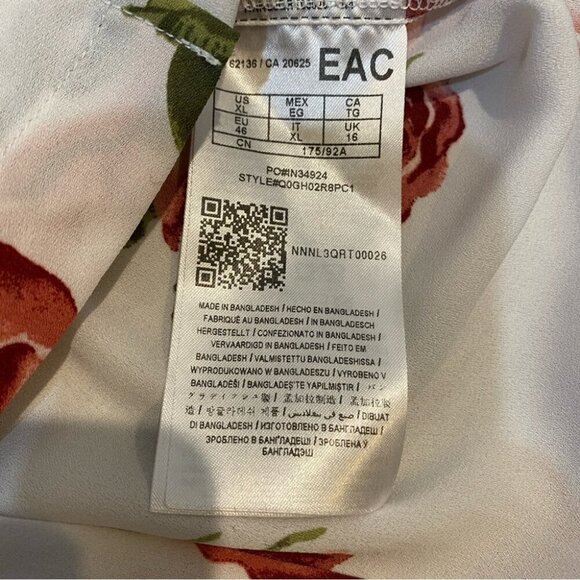 Guess XL Floral Rose Print 3/4 Sleeve Collared Blouse - Picture 15 of 16